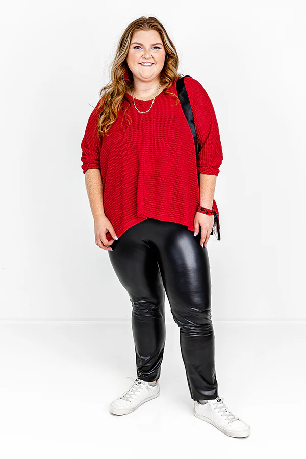 Popular Phrase High Waist Faux Leather Legging in Black Curves - Image 4