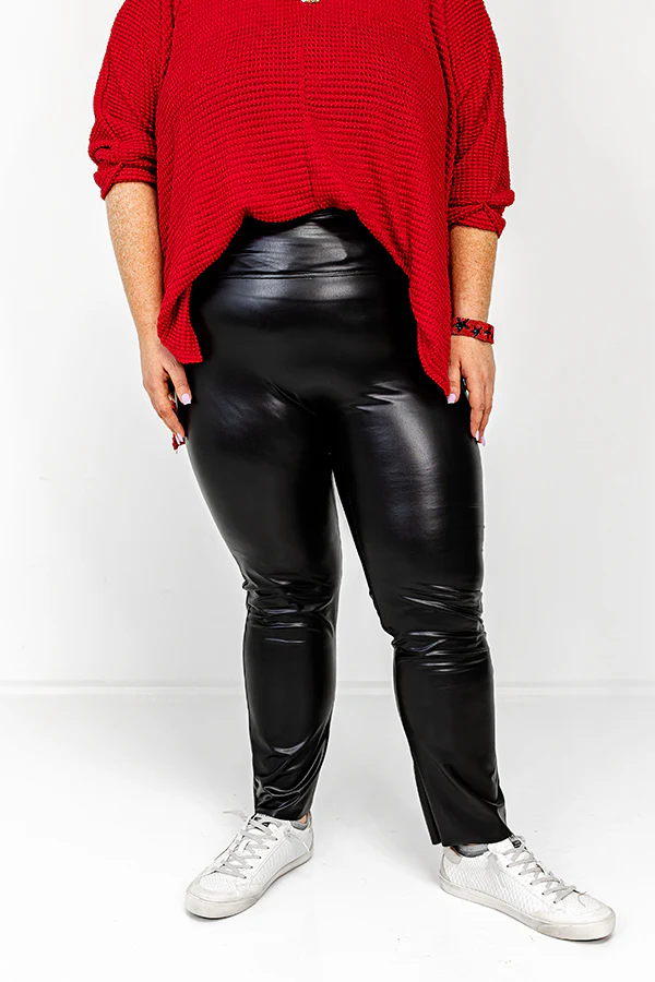 Popular Phrase High Waist Faux Leather Legging in Black Curves - Image 5