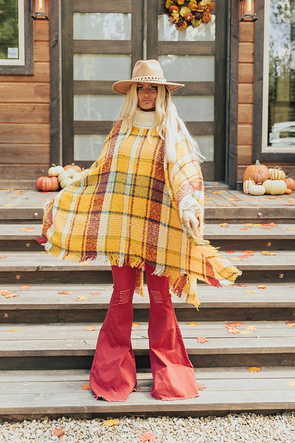Pouring Cider Plaid Poncho - Image 3