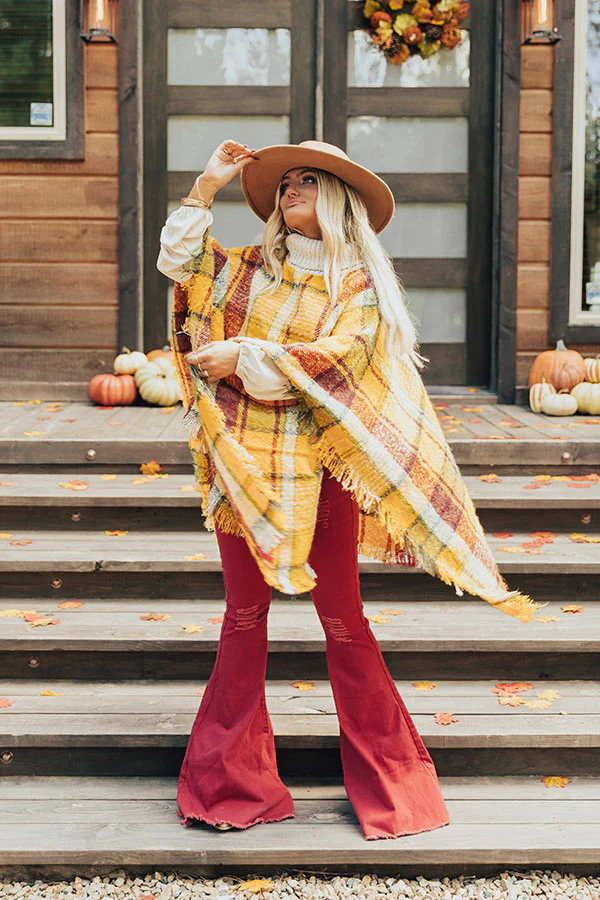 Pouring Cider Plaid Poncho - Image 4