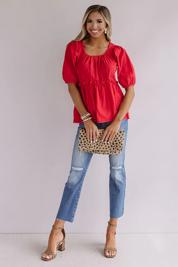 Praise And Prosecco Babydoll Top In Red - Image 3