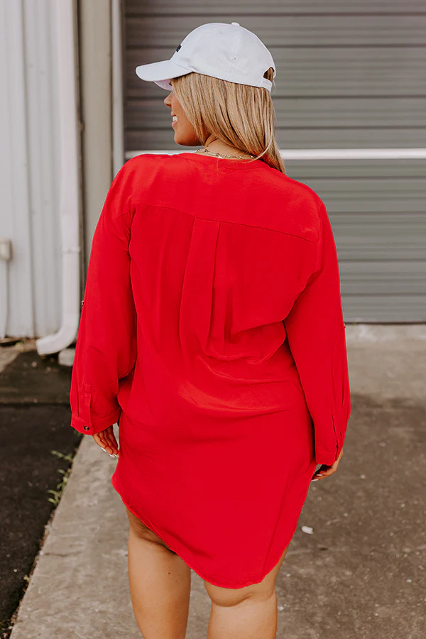 Press Room Front Tie Dress In Red Curves - Image 3