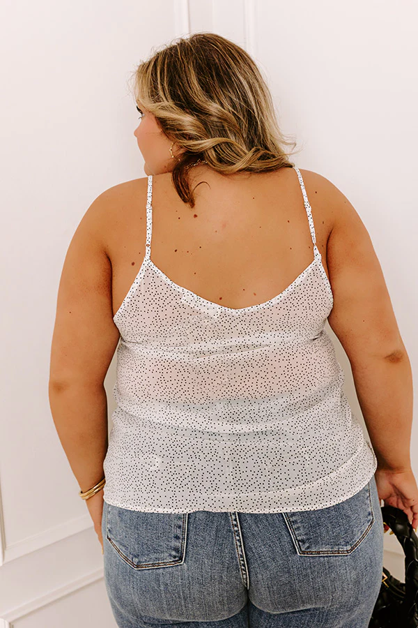 Private Jet Date Polka Dot Tank in White Curves - Image 3