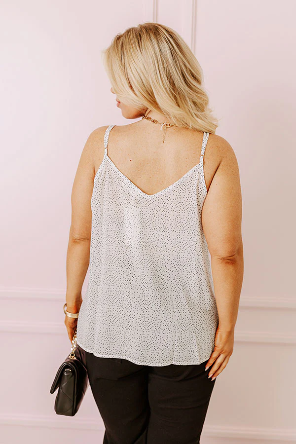 Private Jet Date Polka Dot Tank in White Curves - Image 7