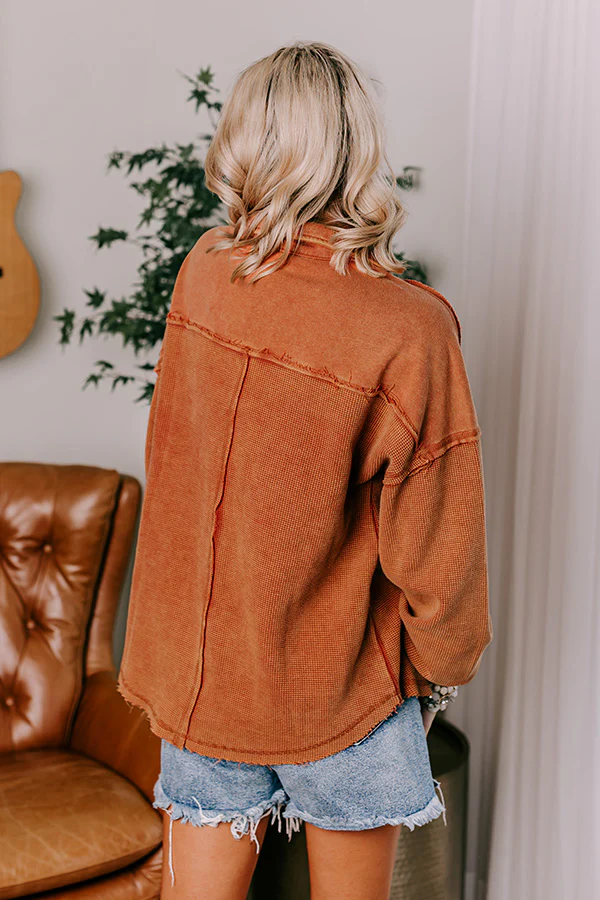 Proper Style Waffle Knit Sweatshirt In Rust - Image 4