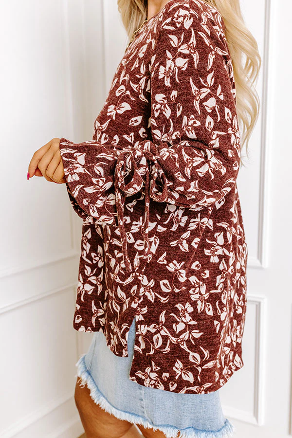 Pumpkin Patch Please Floral Shift Top In Merlot Curves - Image 4