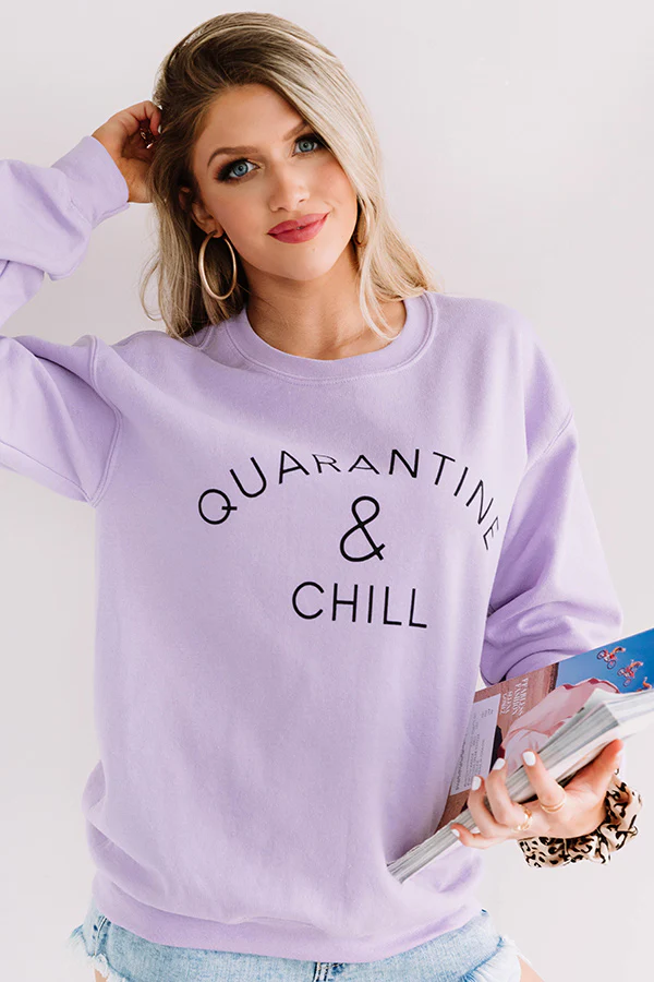 Quarantine And Chill Sweatshirt In Lavender - Image 5
