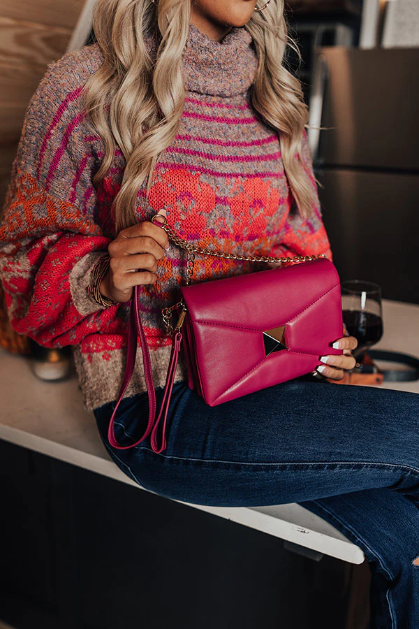Ready To Romance Faux Leather Clutch In Berry - Image 2