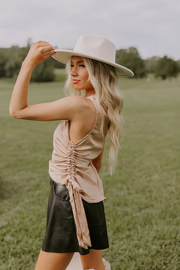Renegade Ruched Satin Top In Iced Latte - Image 2