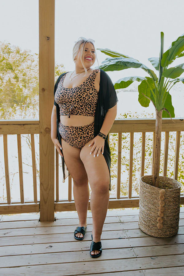 Resort Vibes Leopard Bikini Crop Top Curves - Image 2