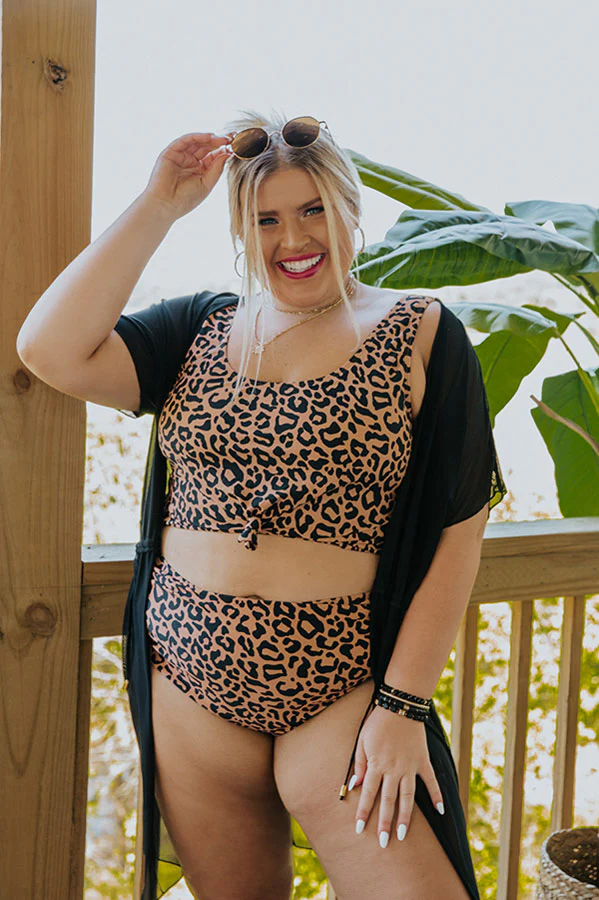 Resort Vibes Leopard Bikini Crop Top Curves - Image 3