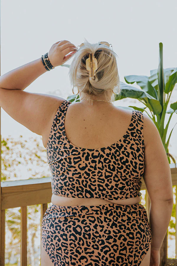 Resort Vibes Leopard Bikini Crop Top Curves - Image 6