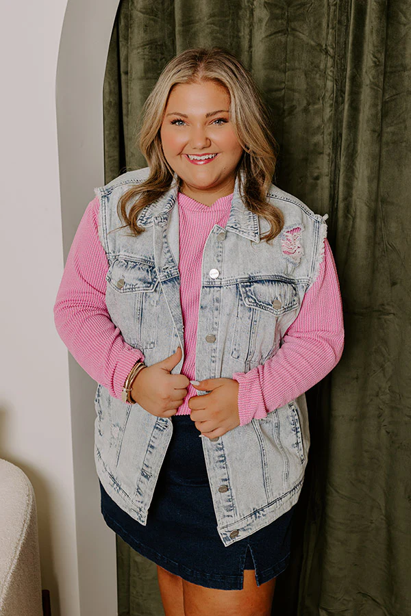Risen The Addison Distressed Denim Vest Curves - Image 4