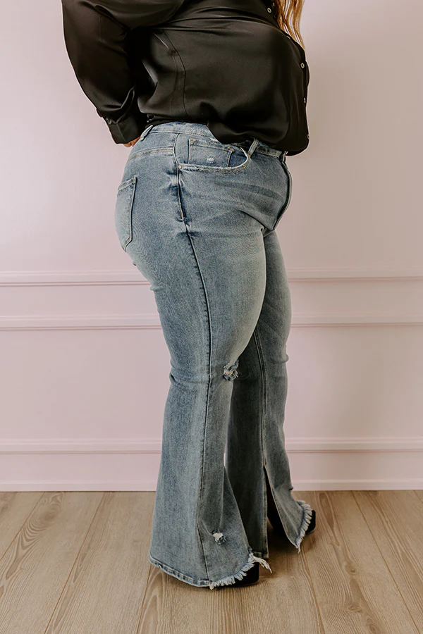 Risen The Fleetwood High Waist Distressed Flare In Light Wash Curves - Image 3
