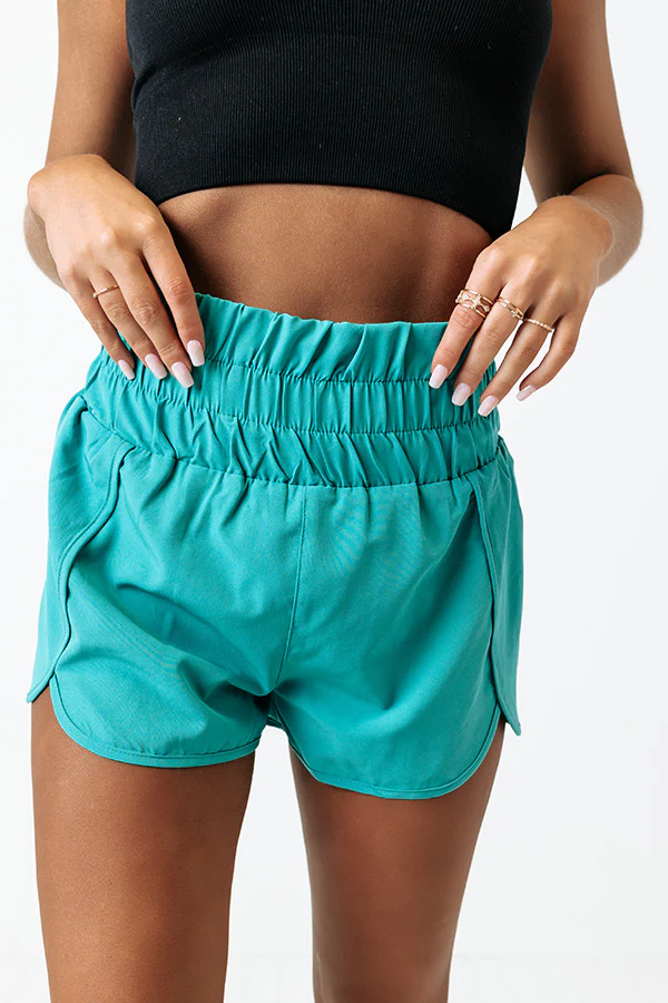 Running Laps High Waist Shorts In Turquoise - Image 3
