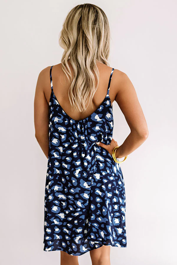 Saturday Sippin' Leopard Shift Dress in Navy - Image 4
