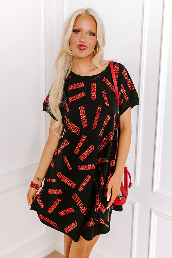 School Spirit Sequin Embroidered Mini Dress in Georgia - Image 2