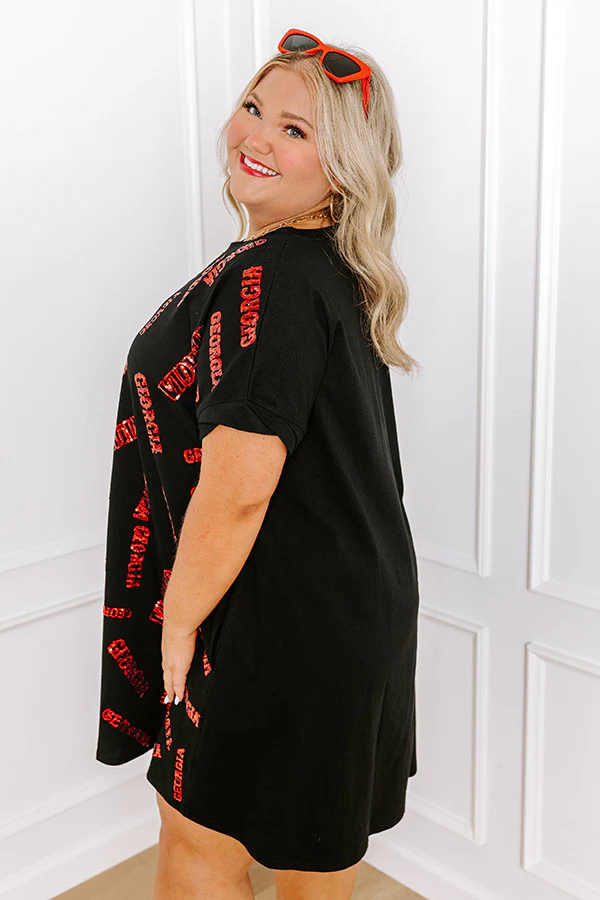 School Spirit Sequin Embroidered Mini Dress in Georgia Curves - Image 4