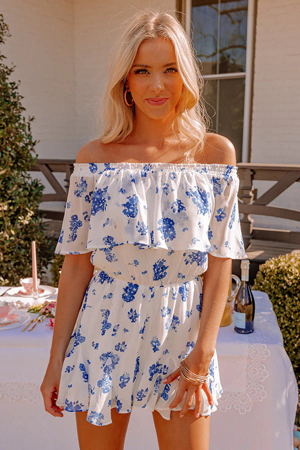 Seas The Moment Floral Romper in Blue - Image 2