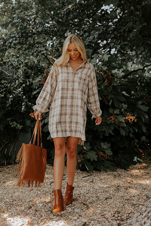 Seasons Keep Changing Flannel Dress In Cream - Image 5