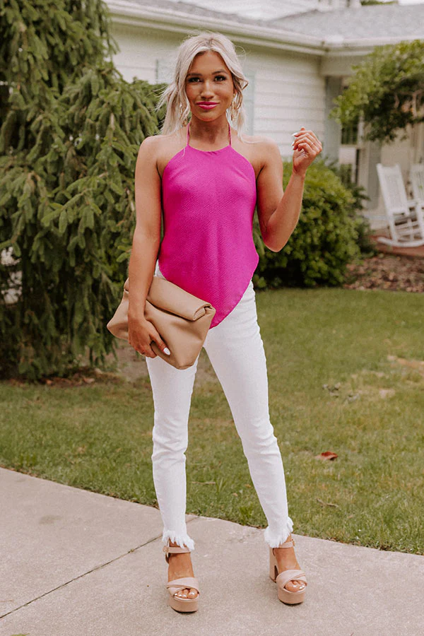 Setting Off Sparks Halter Top In Fuchsia - Image 6