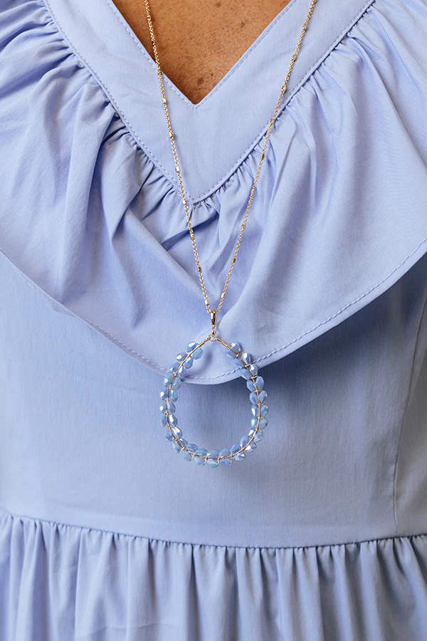Shimmer In Your Eyes Necklace In Sky Blue - Image 2