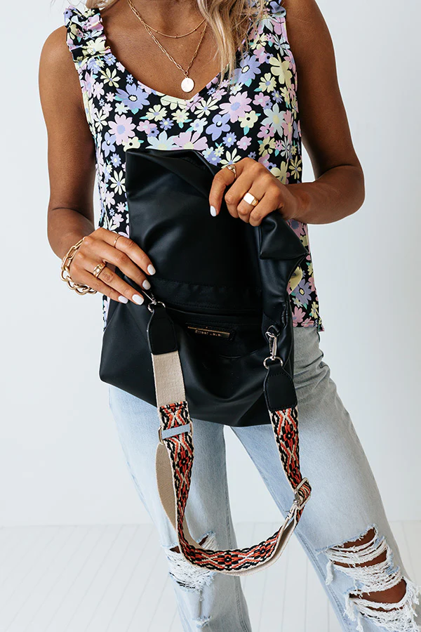 Show You Around Faux Leather Crossbody In Black - Image 2