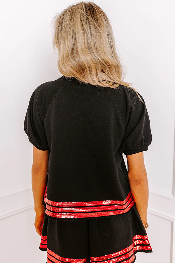 Sideline Social Embroidered Top in Black - Image 4