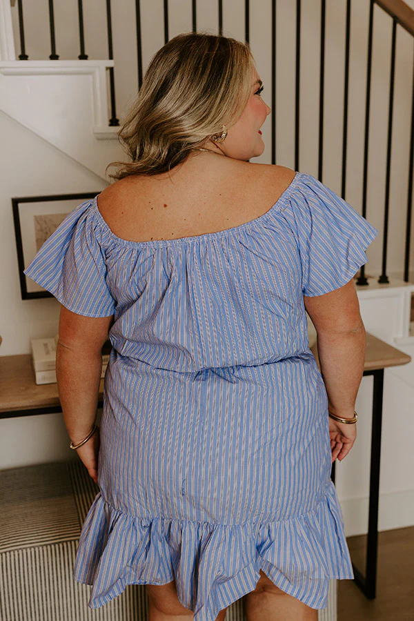 Simply Supreme Stripe Dress In Sky Blue Curves - Image 3