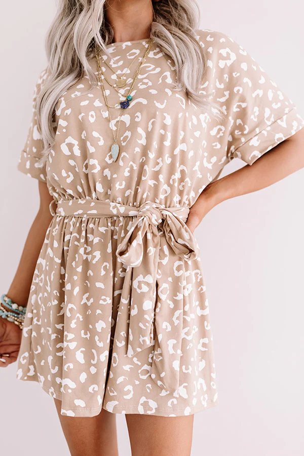 Sincerely Chic Leopard Romper in Iced Latte - Image 4