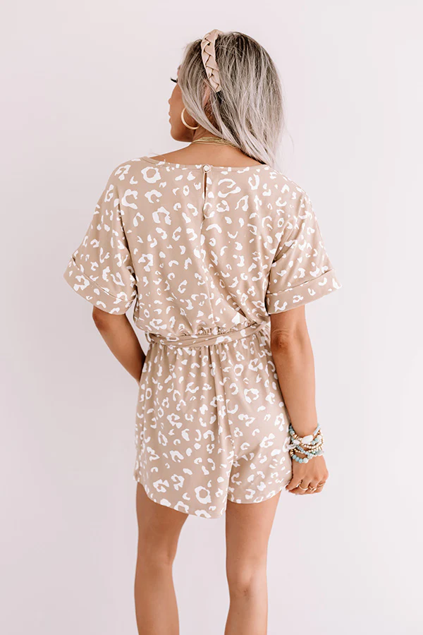 Sincerely Chic Leopard Romper in Iced Latte - Image 5