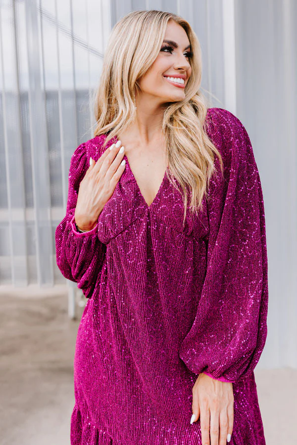 Sleek Sophistication Mini Dress In Dark Fuchsia - Image 4