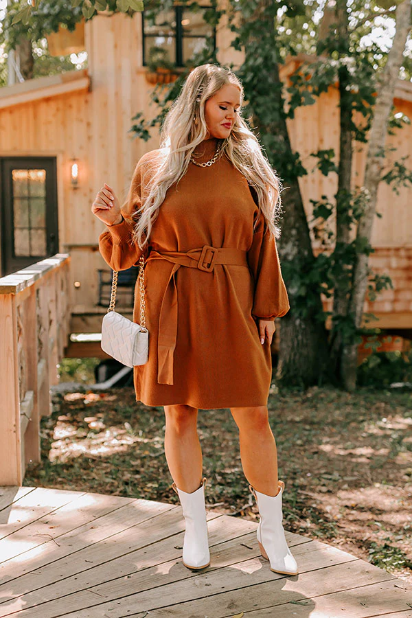 Slow Mornings Sweater Dress in Cinnamon Curves