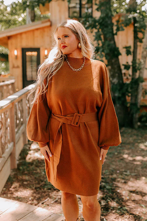 Slow Mornings Sweater Dress in Cinnamon Curves - Image 3