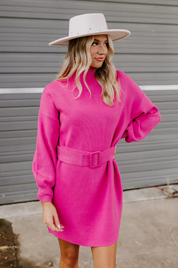 Slow Mornings Sweater Dress in Hot Pink - Image 4