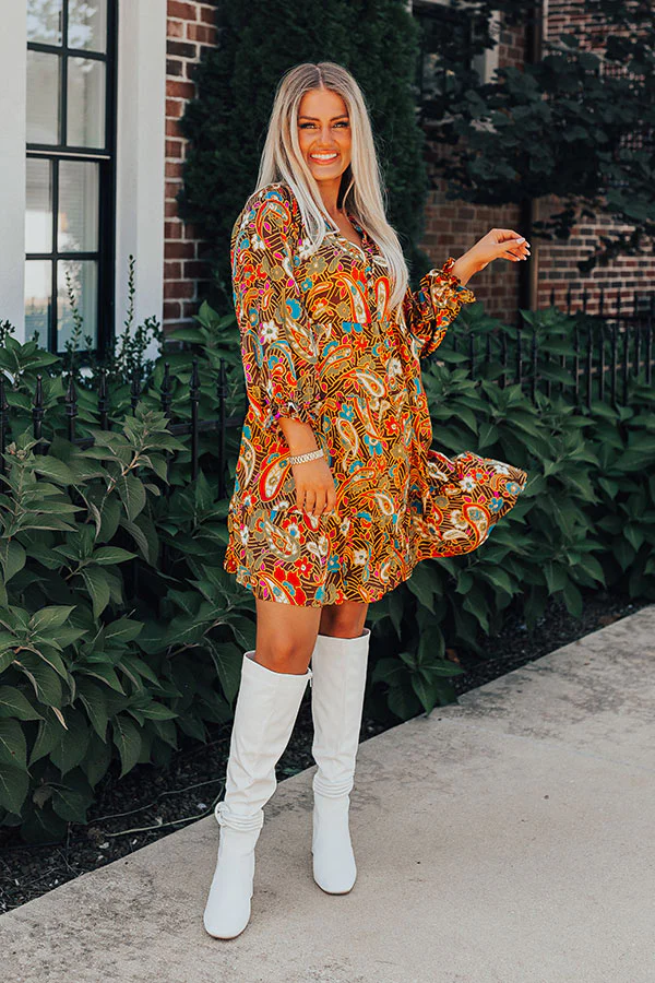 Slow Song Swaying Shift Dress In Chestnut - Image 3