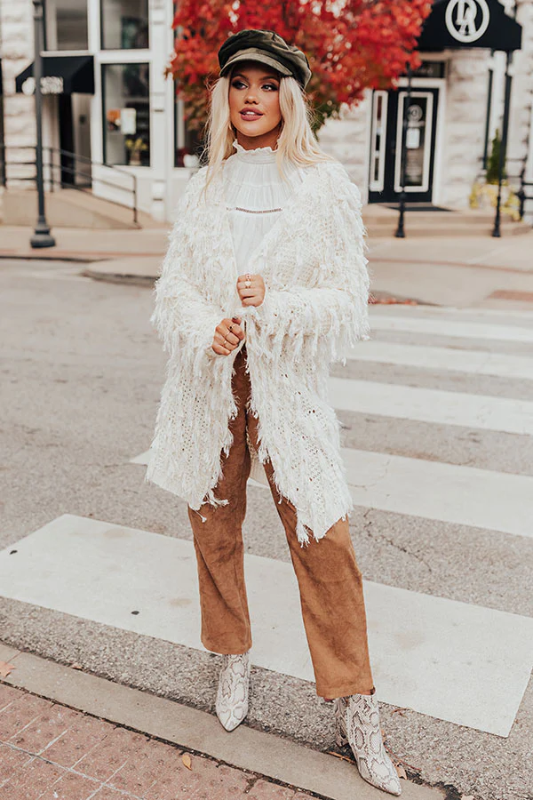 So French Fringe Cardigan in Ivory - Image 2
