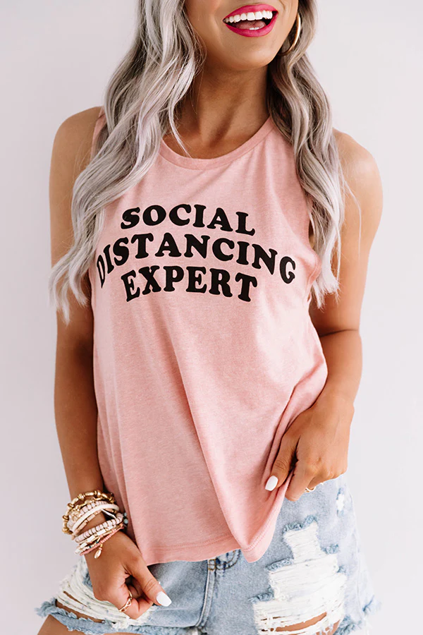 Social Distancing Expert Tank In Pink - Image 2