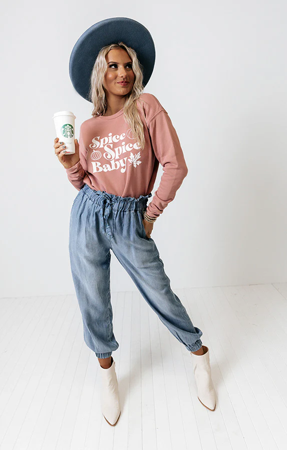 Spice Spice Baby Graphic Sweatshirt in Blush - Image 6