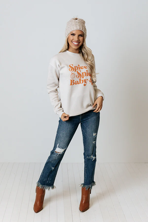Spice Spice Baby Graphic Sweatshirt in Stone