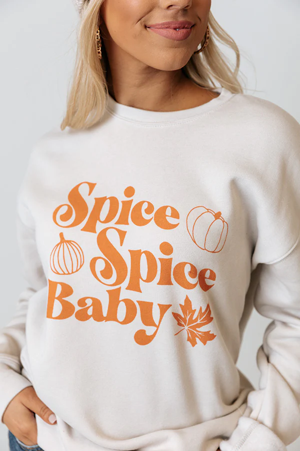 Spice Spice Baby Graphic Sweatshirt in Stone - Image 3
