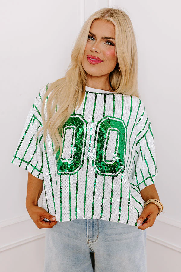 Spirit Squad Sequin Top in Green Curves - Image 3