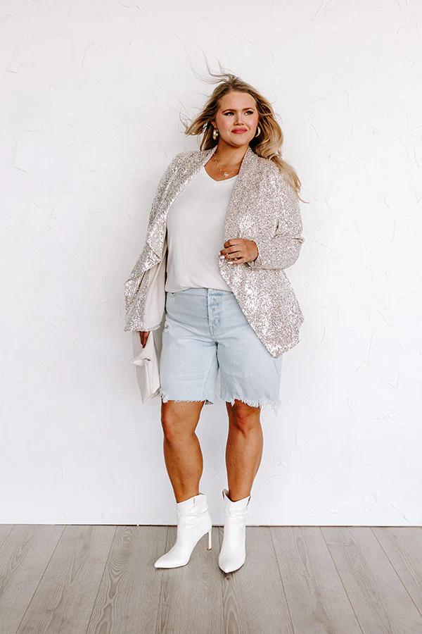 Splash Of Luxury Sequin Blazer In Champagne Curves - Image 2