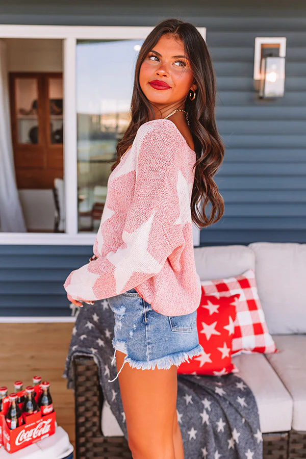 Star Spangled Kisses Knit Sweater In Red - Image 3