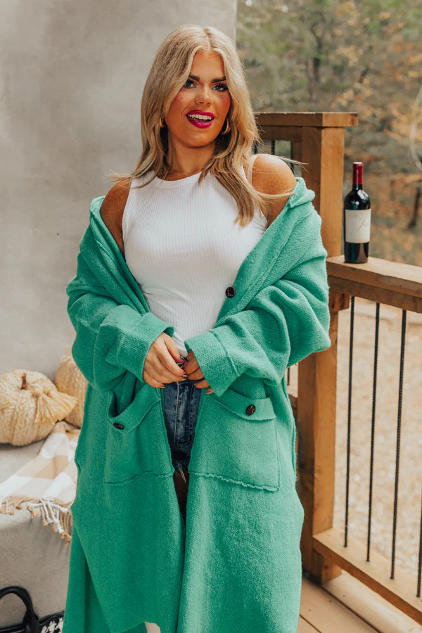 Start The Bonfire Duster Cardigan In Green Curves - Image 5