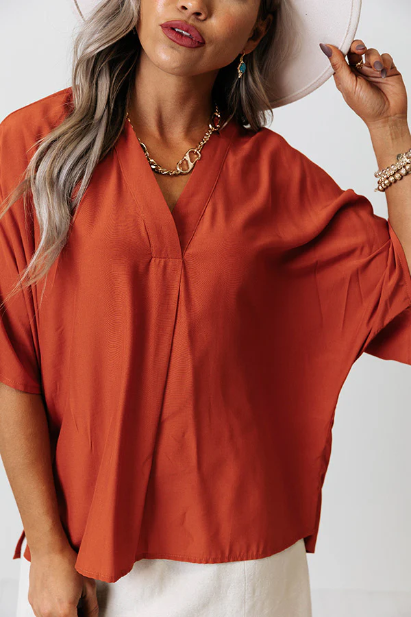 Stay And Chat Shift Top in Rust - Image 9