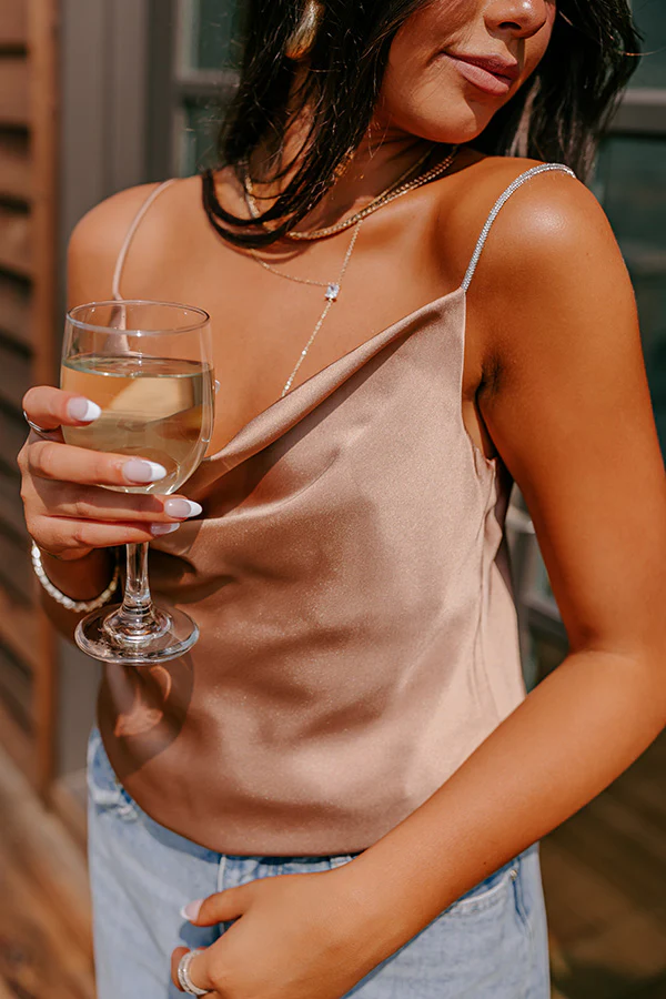 Stay Sophisticated Satin Top In Iced Latte - Image 8