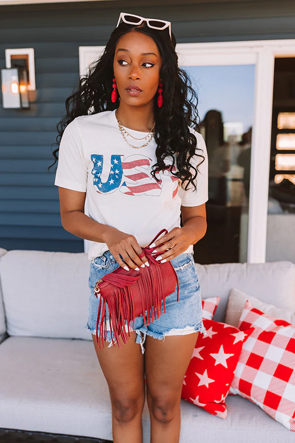 Stripe USA Graphic Tee In Cream - Image 5