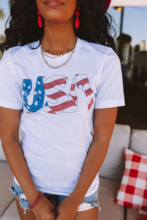 Stripe USA Graphic Tee In White - Image 4