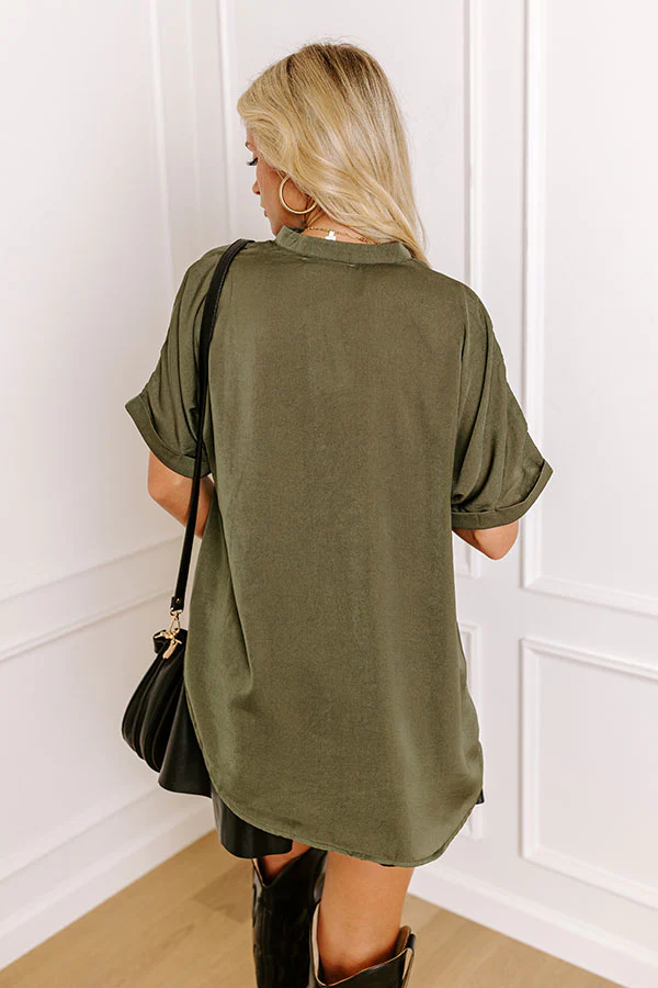 Stylish Setting Shift Top in Army Green - Image 3